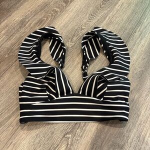 Sea Level Swim Black and White Striped Bikini Top